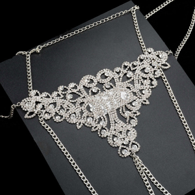 Conjunto de cadena corporal con diamantes de imitación y diseño exagerado para mujer