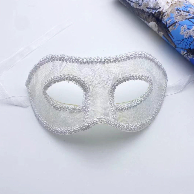Masque d'Halloween demi-visage en dentelle à tête plate pour femme