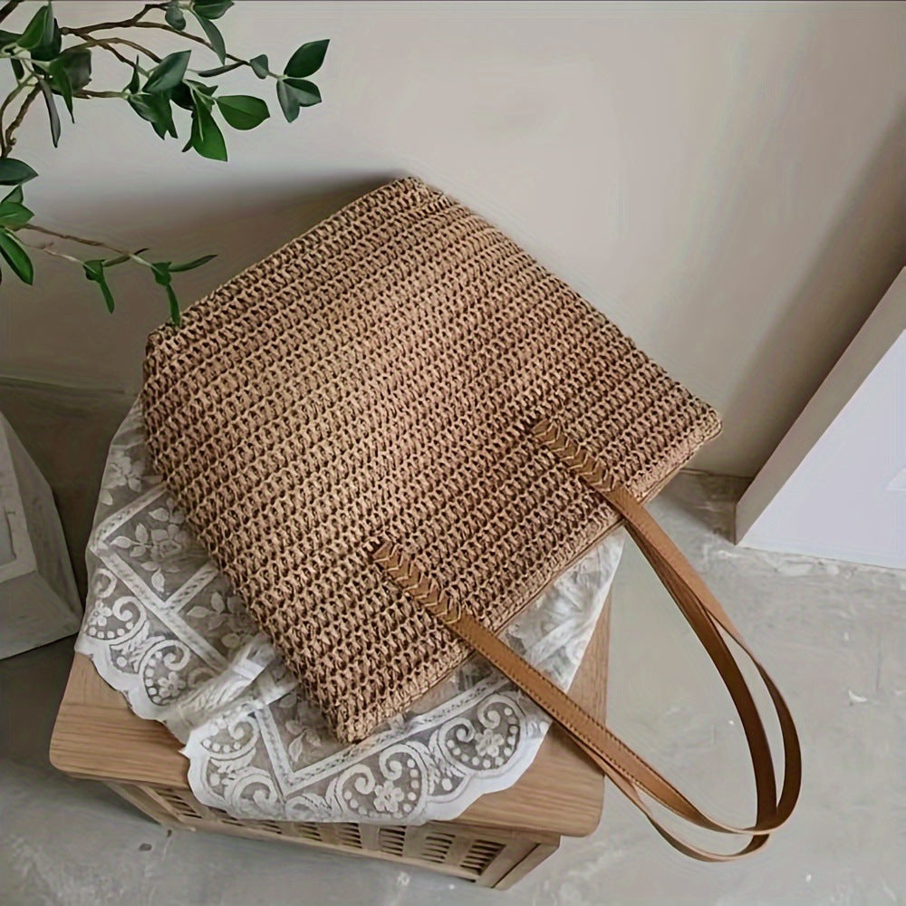 Women Casual Large Capacity Straw Woven Tote Bag