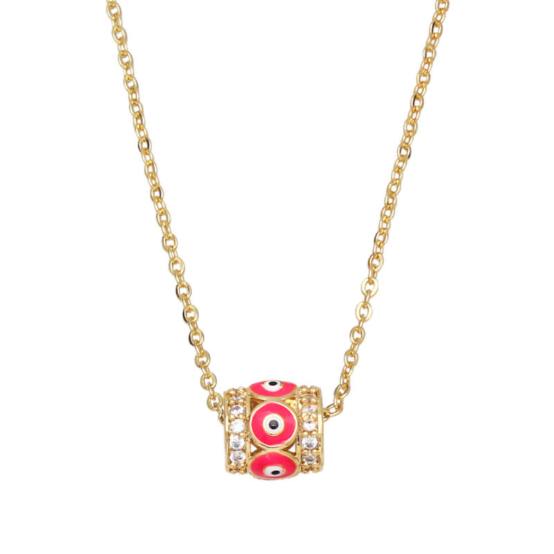 Collar con colgante de ojo de diablo de diamante geométrico simple para mujer