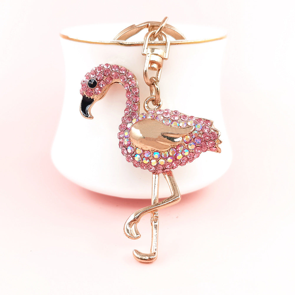 Multicolor Flamingo Rhinestone Keychain - Modern Style Alloy Accessory