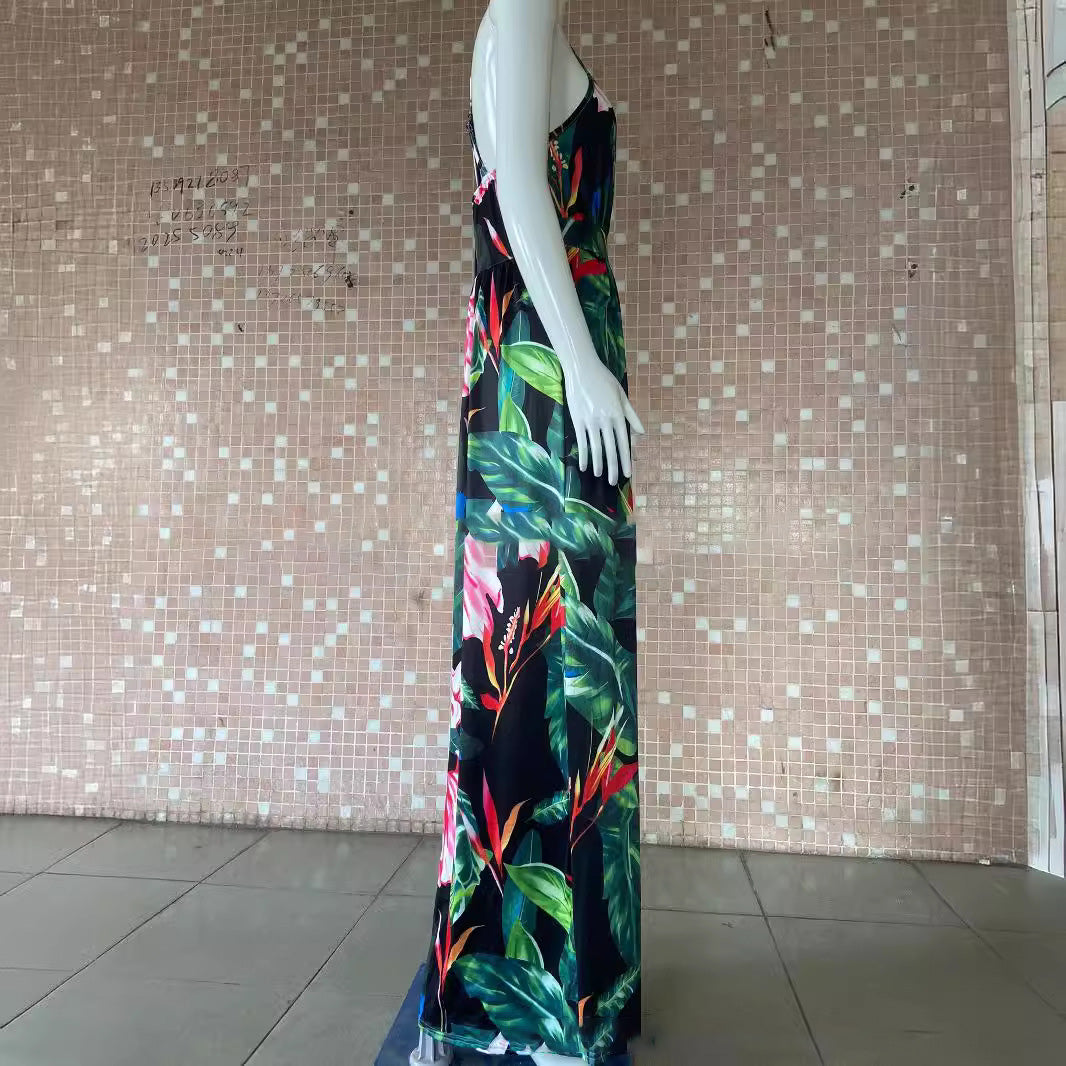Vestido informal de algodón con cuello en V y estampado floral para mujer