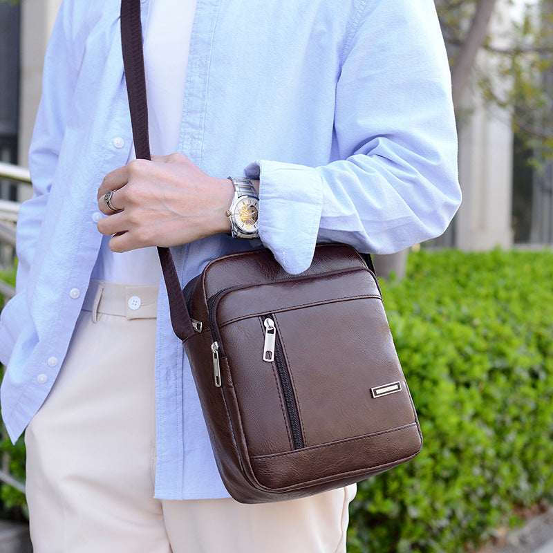 Bolso bandolera informal de PU para hombre, de moda y color liso.