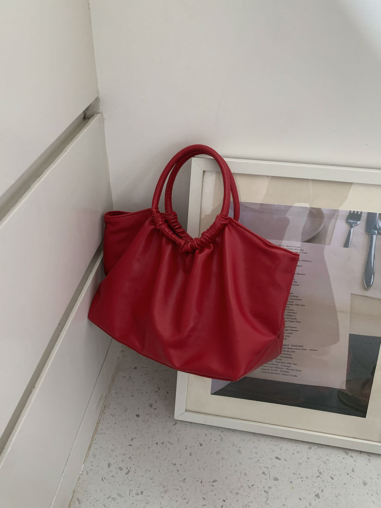 Sac à main plissé simple et tendance pour femme, couleur unie, grande capacité
