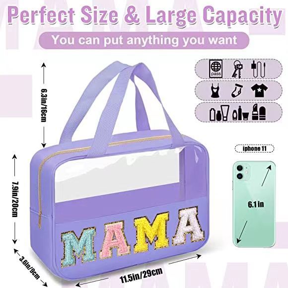 Bolsa de cosméticos portátil transparente para mujer