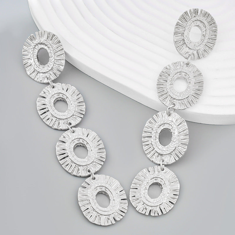 Bohemian Hollow Oval Alloy Dangle Earrings