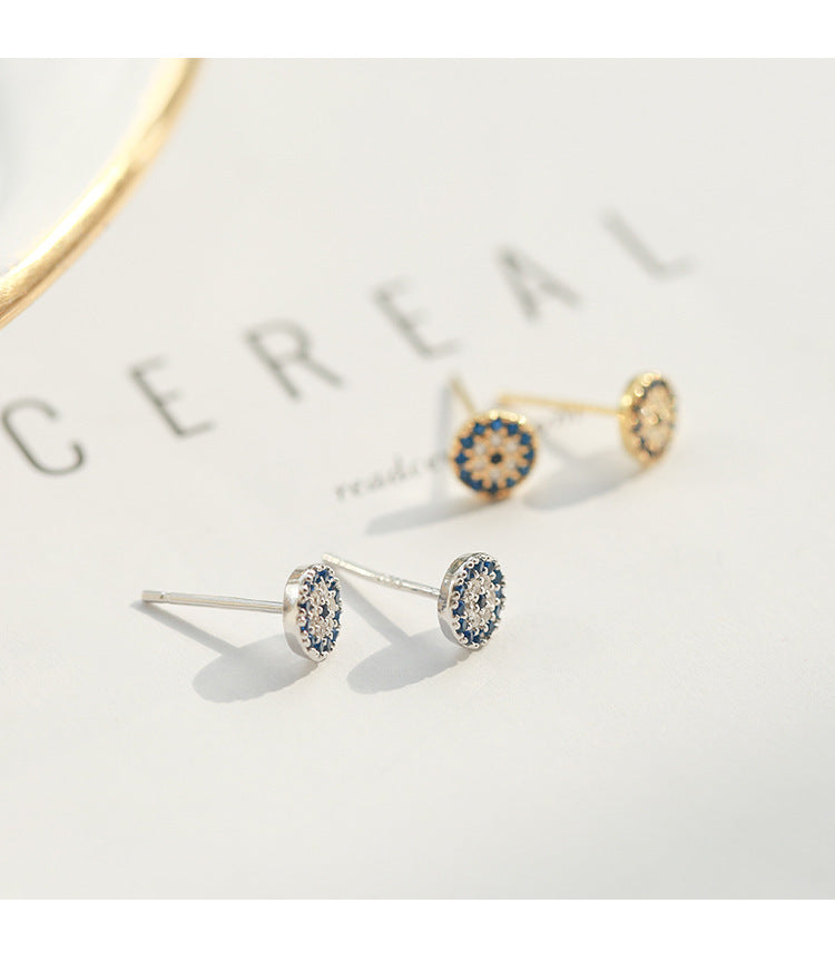 Women's Simple Sterling Silver Devil Eye Earrings