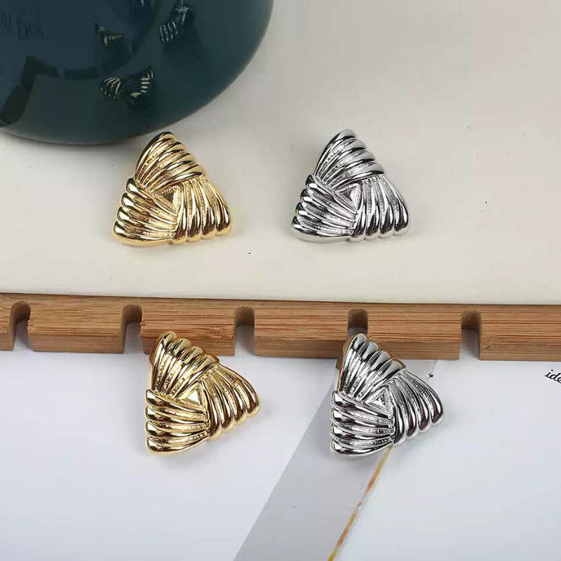 Women Fashion Retro Ruffled Triangle Earrings