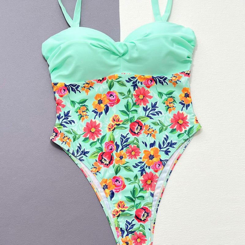 Traje de baño de una pieza con estampado floral para mujer