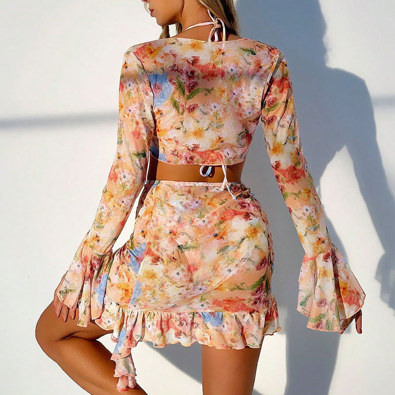 Traje de baño playero con estampado floral para mujer