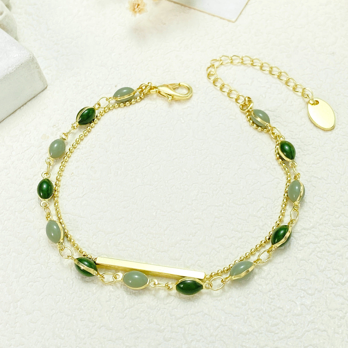 Pulsera de cuentas de doble capa retro de moda para mujer