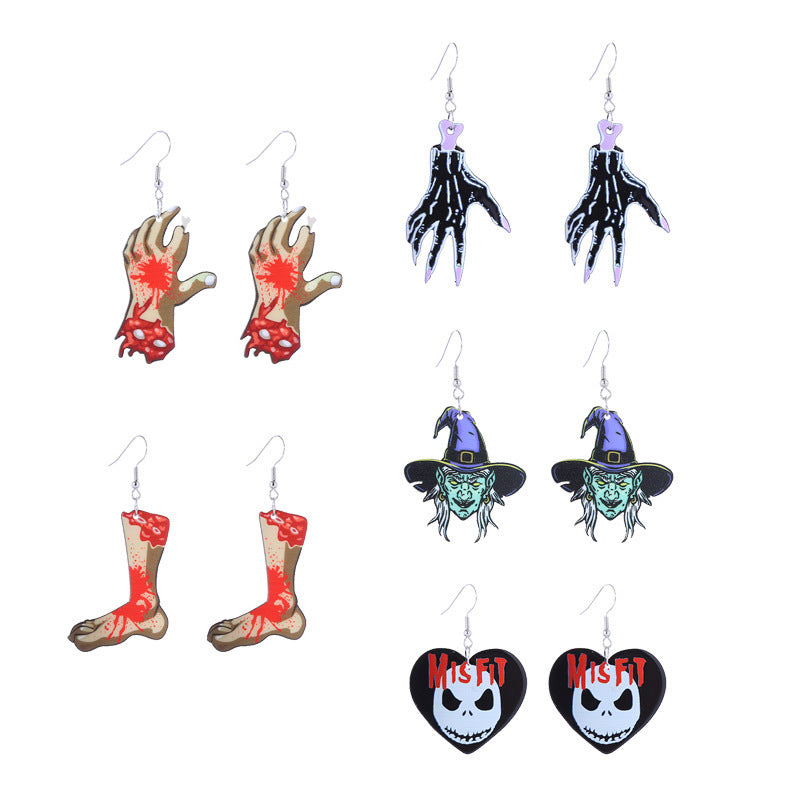 Halloween Women Funny Horror Ghost Bloodstain Acrylic Earrings