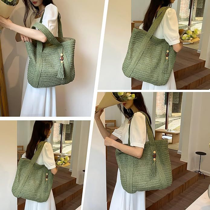 Summer Women Leisure Beach Woven Tote Bag