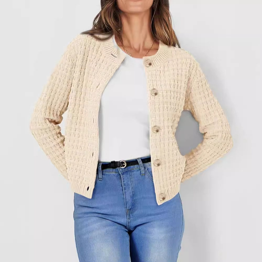 Cardigan décontracté à manches longues en tricot acrylique pour femme