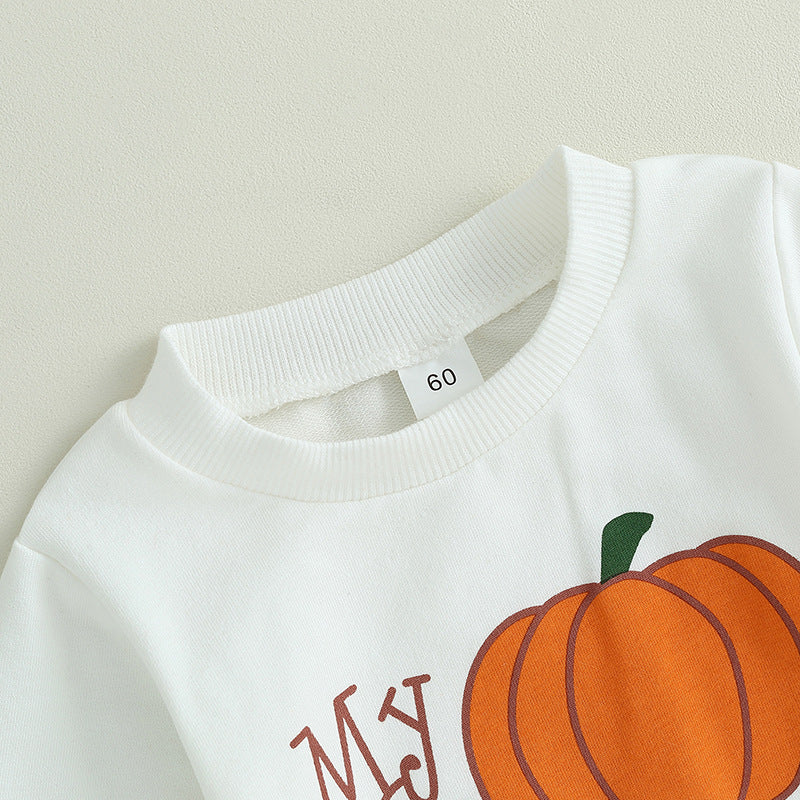Pelele de algodón con estampado de calabaza y manga larga para bebé