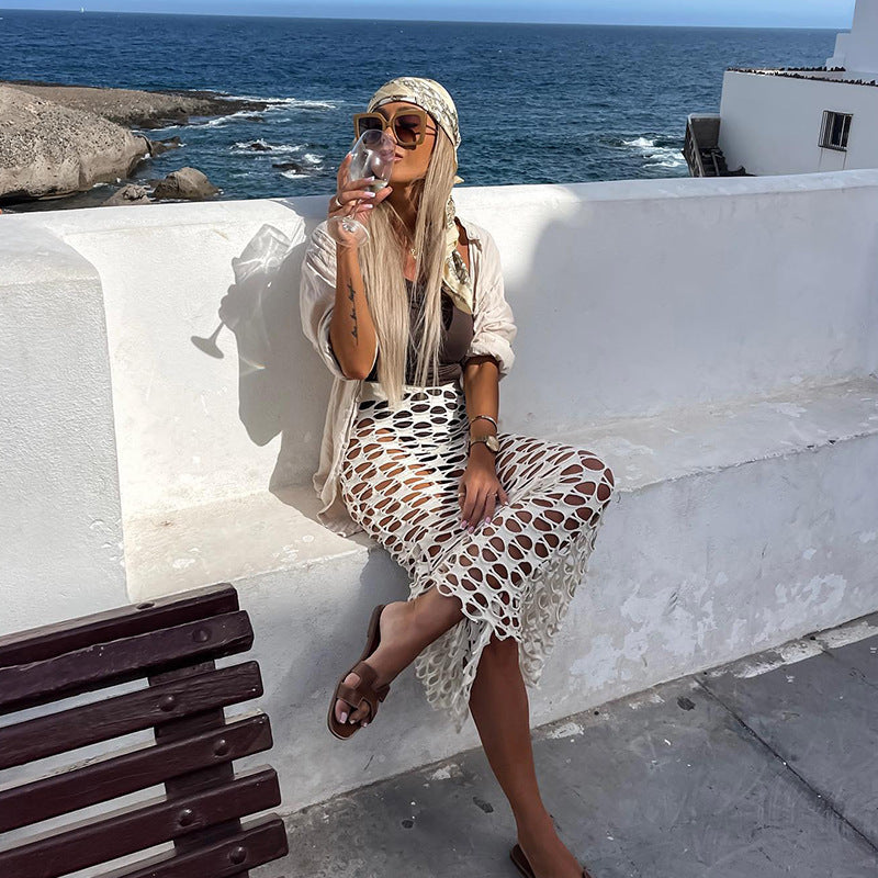 Women Fashion Casual Vacation Solid Color Bikini Skirt