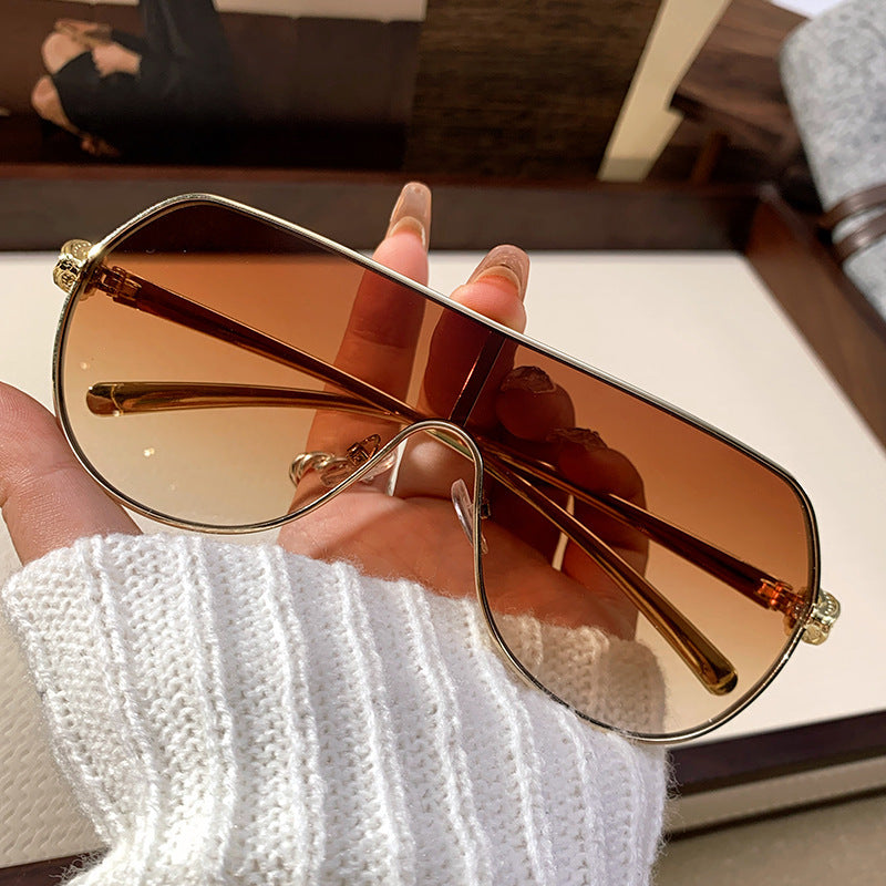 Fashion One-Frame Sunglasses - Trendy Metal Goggles