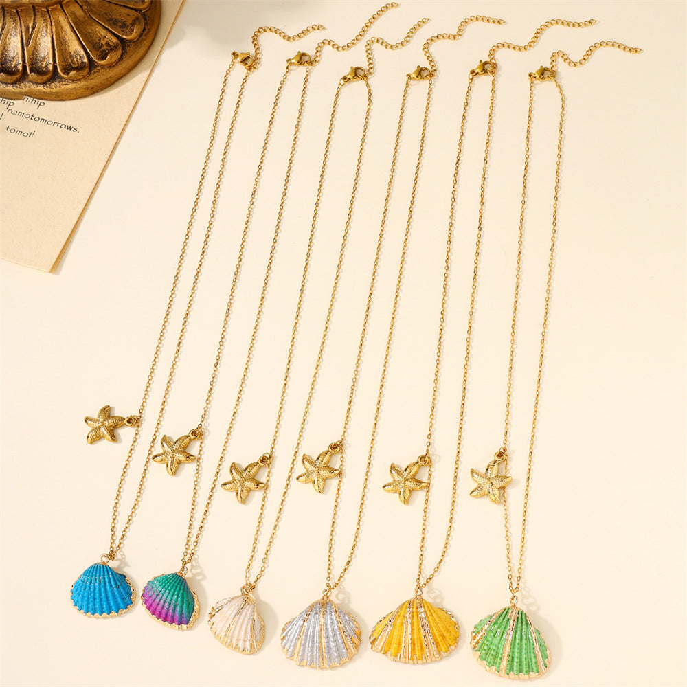 Summer Beach Vacation Shell Pendant Sea Necklace