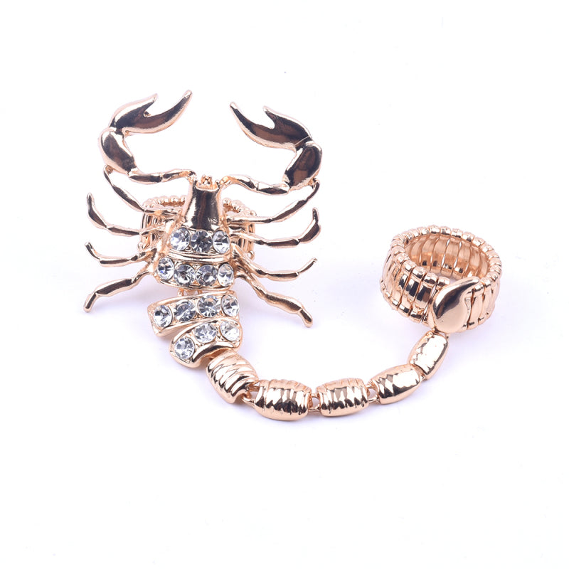 Bague rétro en cristal avec motif scorpion pour femme