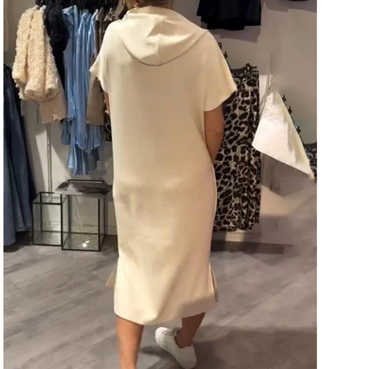 Vestido con capucha informal de talla grande para mujer en poliéster