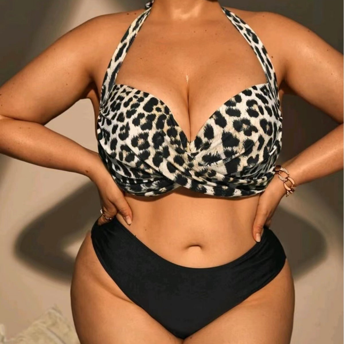 Plus Size Women Sexy Leopard Print Swimwear