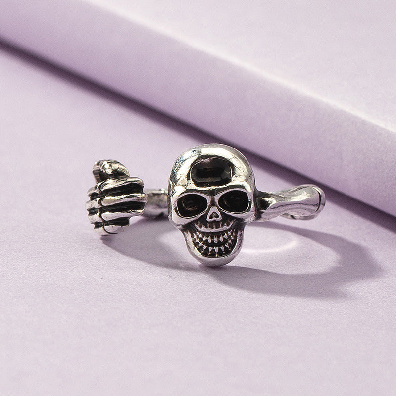 Anillo vintage de calavera exagerada de Halloween para mujer