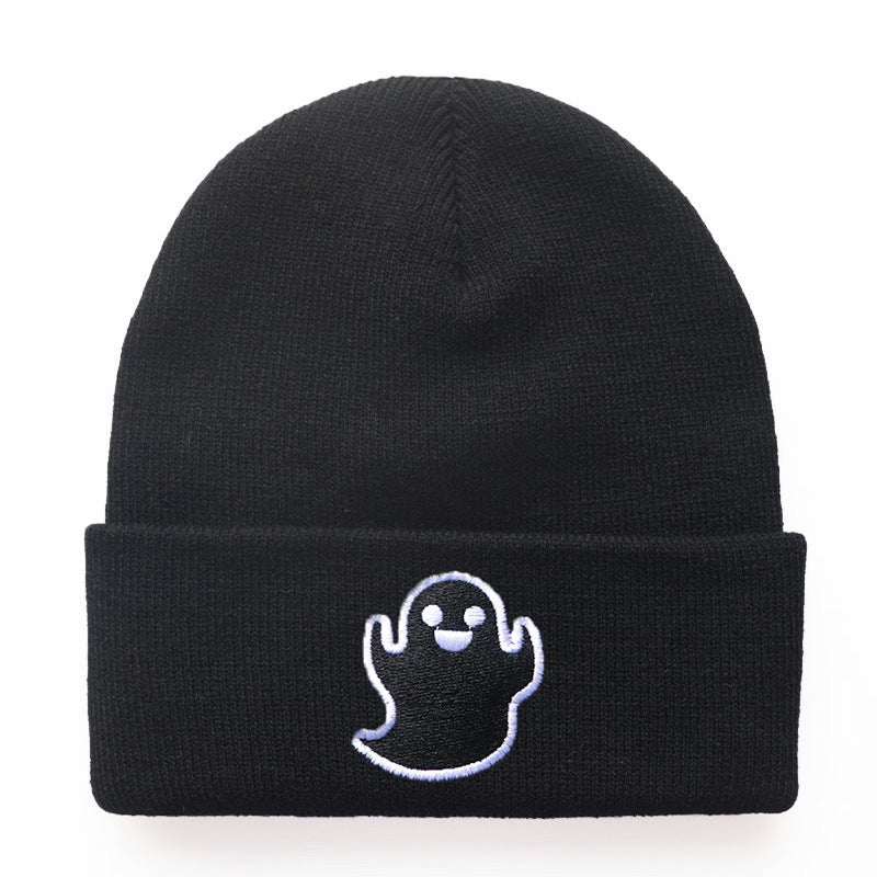 Halloween Cartoon Ghost Embroidered Knitted Hat