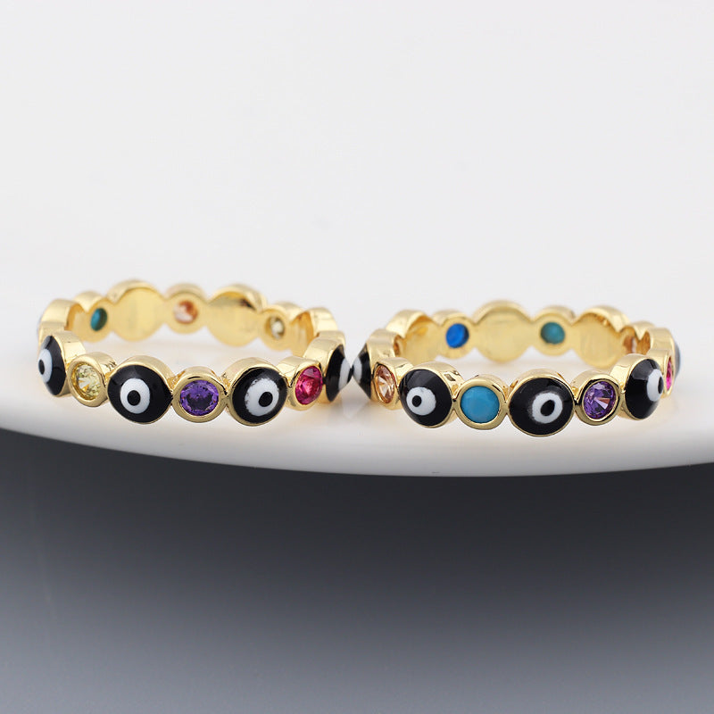 Simple Evil Eye Design Enamel Alloy Ring