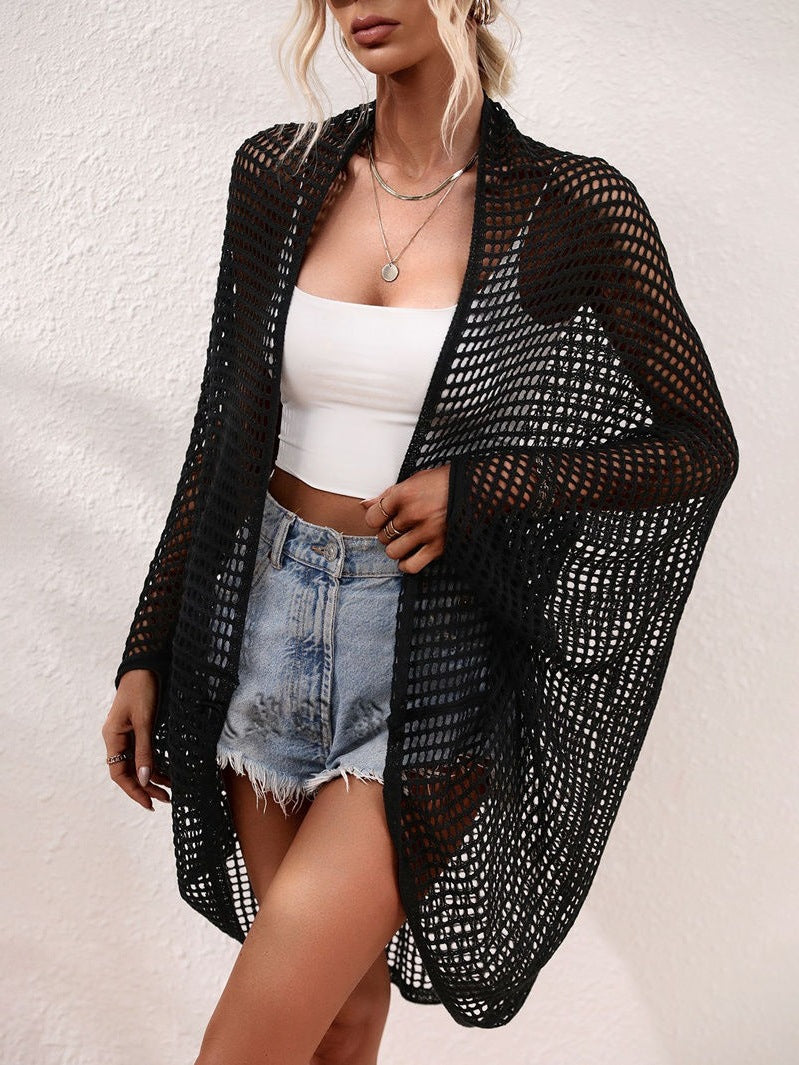 Women Fashion Vacation Hollow-Out Knitted Swimsuit Cover-Up