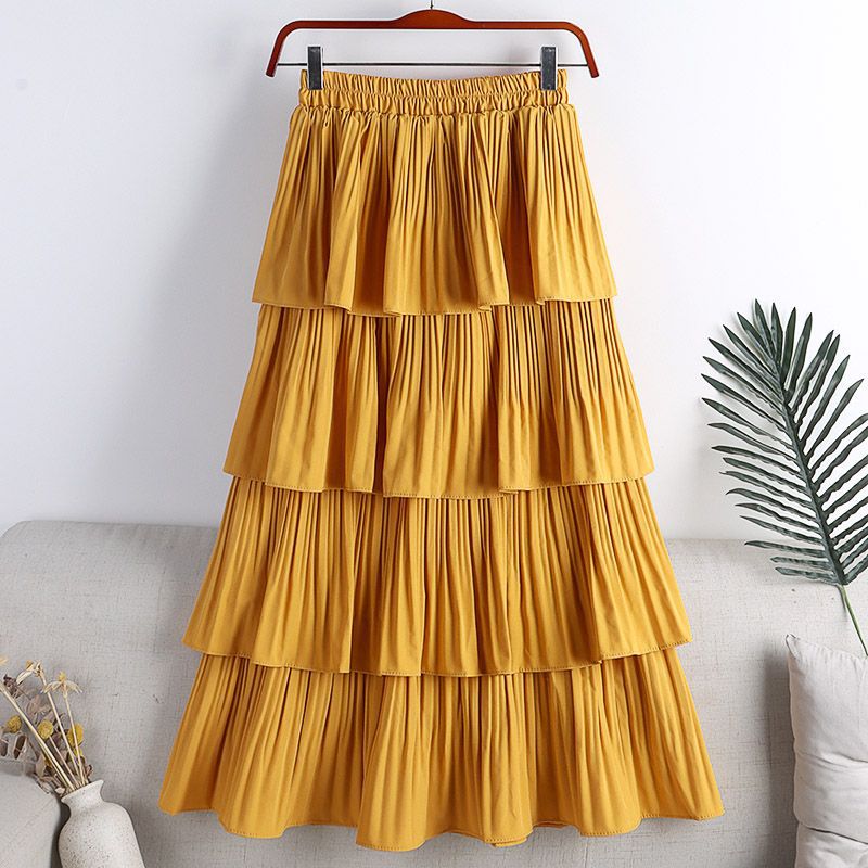 Women Casual Ruffle Chiffon High Waist Skirt Fashion