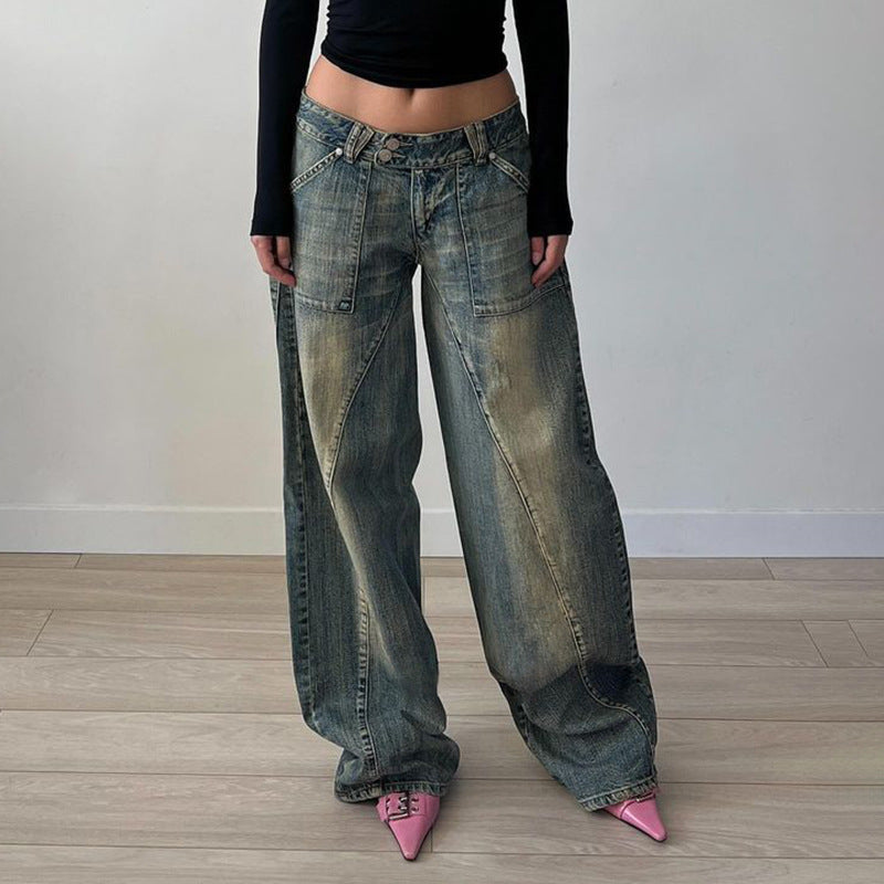 Vaqueros holgados de pierna ancha vintage para mujer de calle