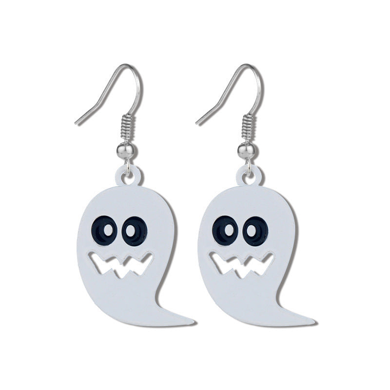 Pendientes colgantes de aleación negra con diseño de fantasma de Halloween para mujer