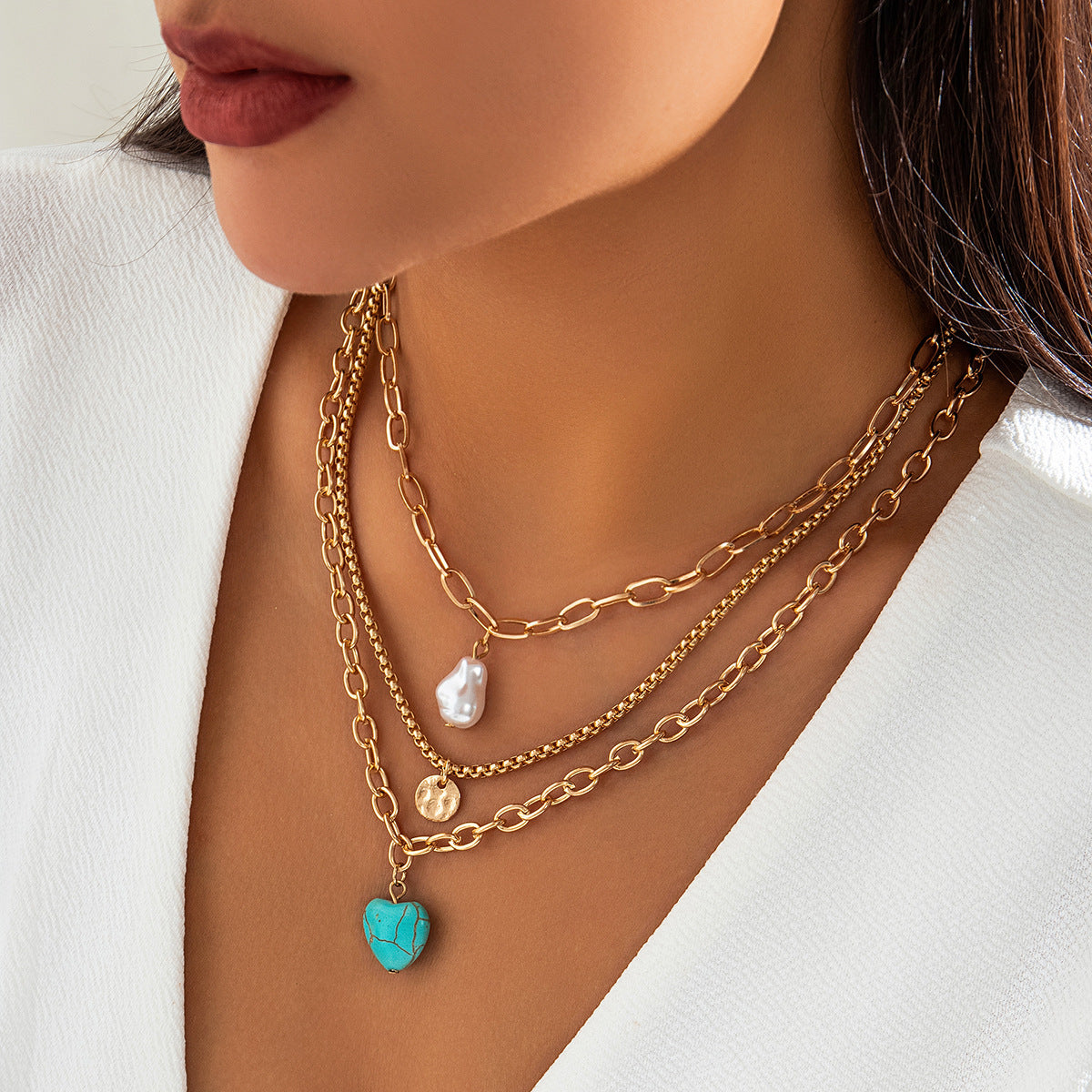 Collar de perlas de imitación barrocas de moda nacional
