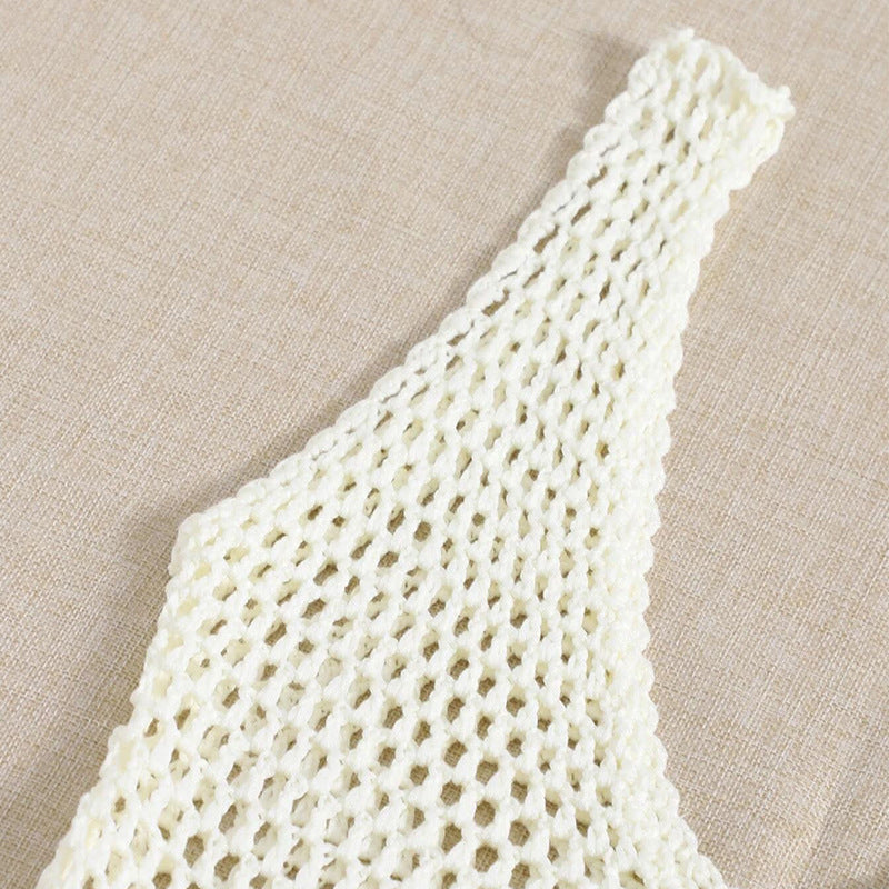 Cache-maillot sexy à pompons de couleur unie pour femme