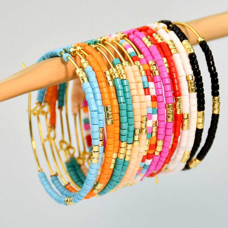 Boucles d'oreilles bohèmes multicolores en perles pour femmes