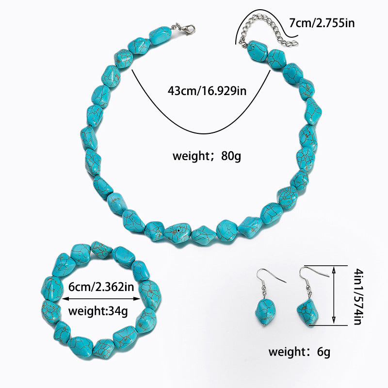 Conjunto de joyería de turquesa con cuentas irregulares de moda