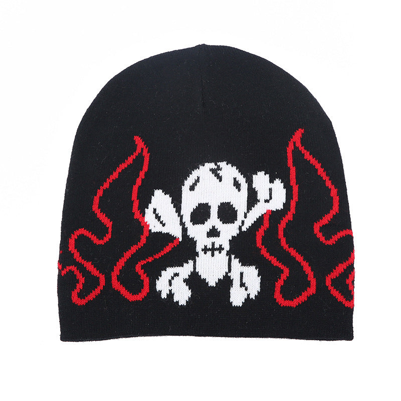Gorro de punto con esqueleto de Halloween de la serie Diablo con grafiti para exteriores