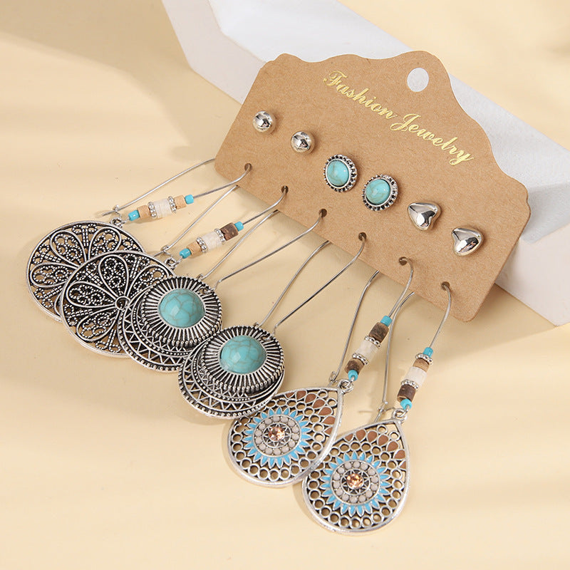 Pendientes bohemios multicolores con forma de corazón