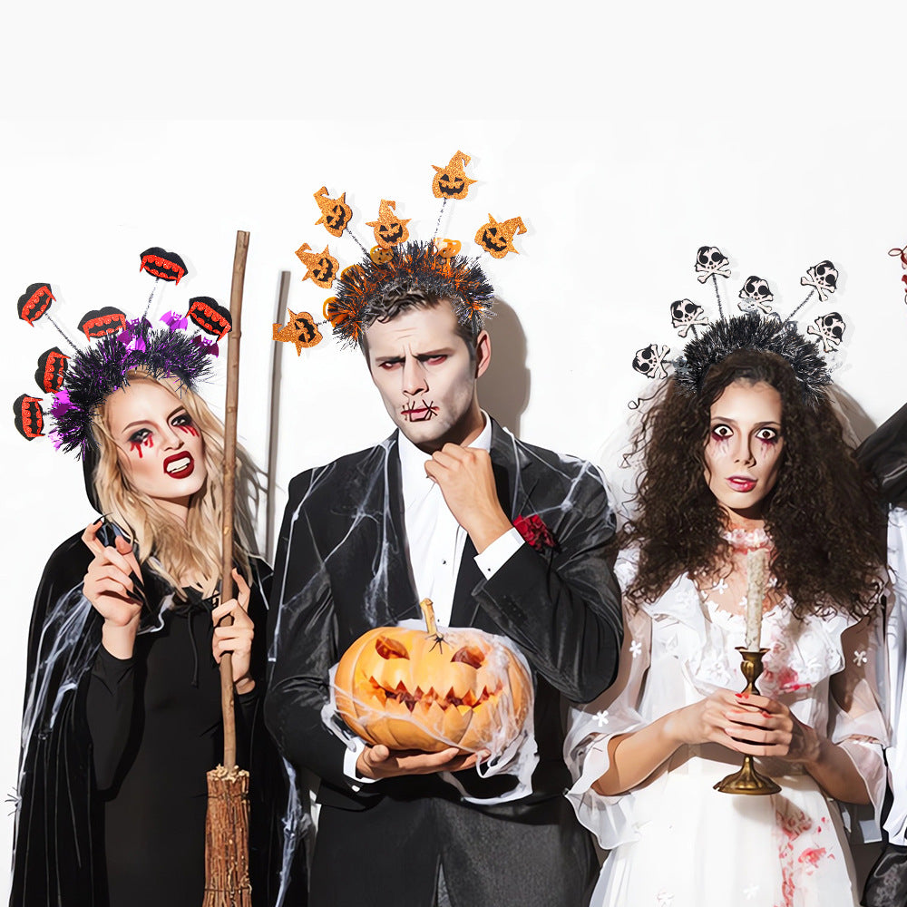 Accesorio de plástico con forma de aro de cabeza de araña y calabaza para Halloween