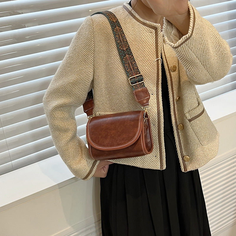 Bolso bandolera cuadrado de color sólido retro de moda para mujer