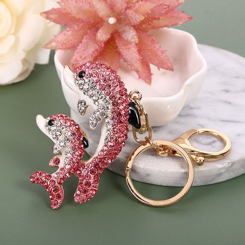 Llavero de delfín con diamantes de imitación multicolor Sea Life - Accesorio de playa de aleación