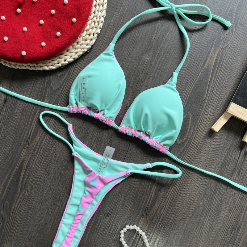 Conjunto de bikini con estampado de corazón sexy a la moda para mujer