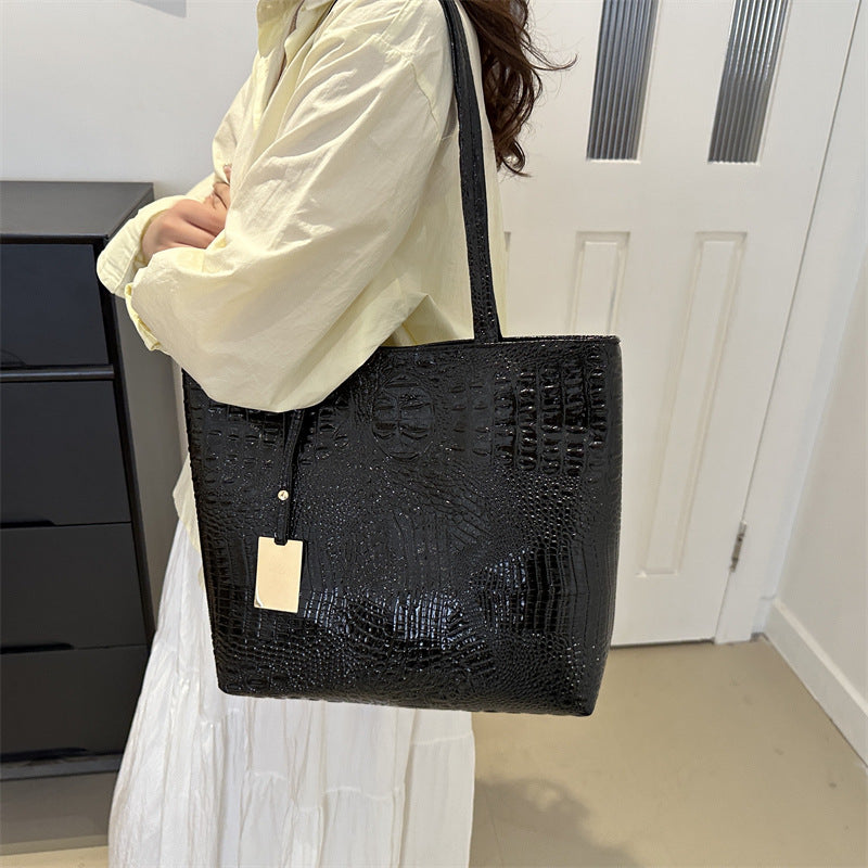 Fashion Crocodile Print Large Capacity Tote Bag