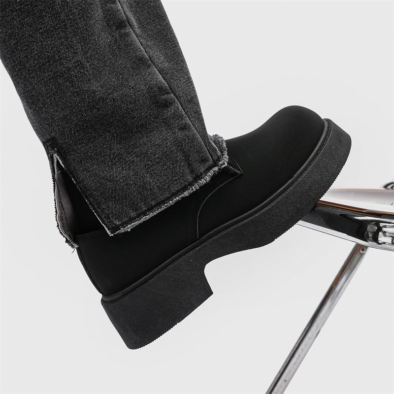 Men Casual Solid Color Leather Ankle Boots