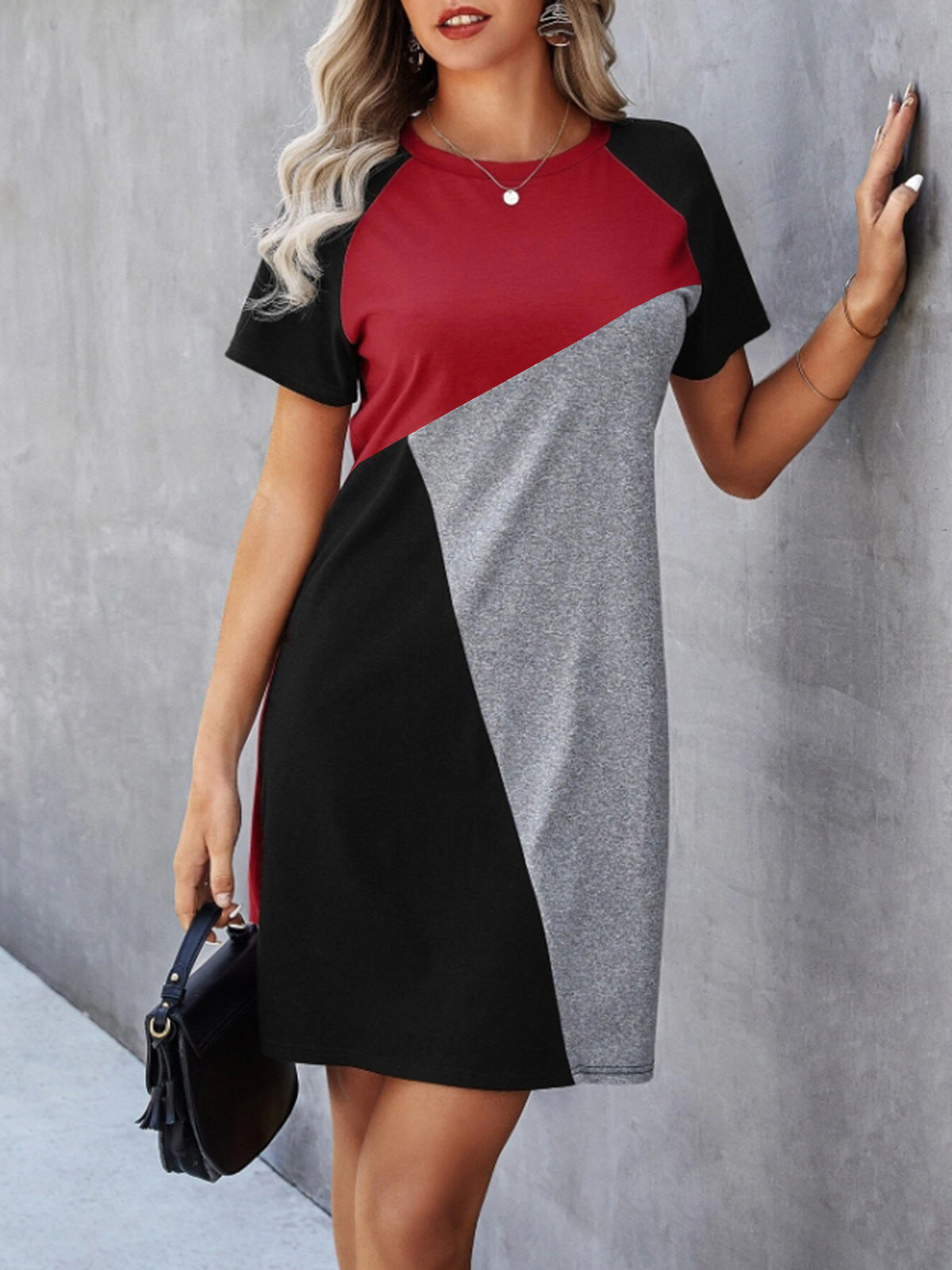 Robe décontractée à coutures contrastées pour femmes