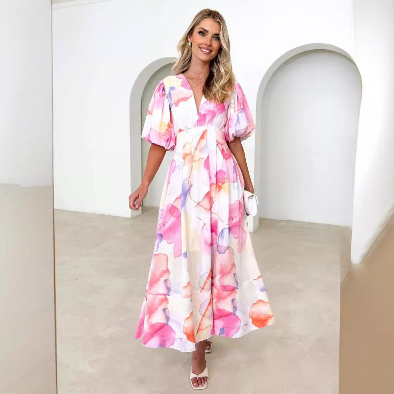 Vacation Women Casual Fashion Floral Maxi Dress