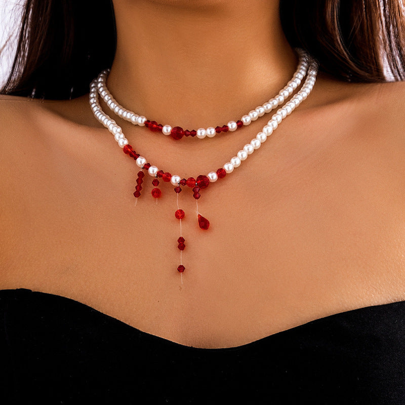 Women Fashion Exaggerated Gothic Blood Drops Necklace