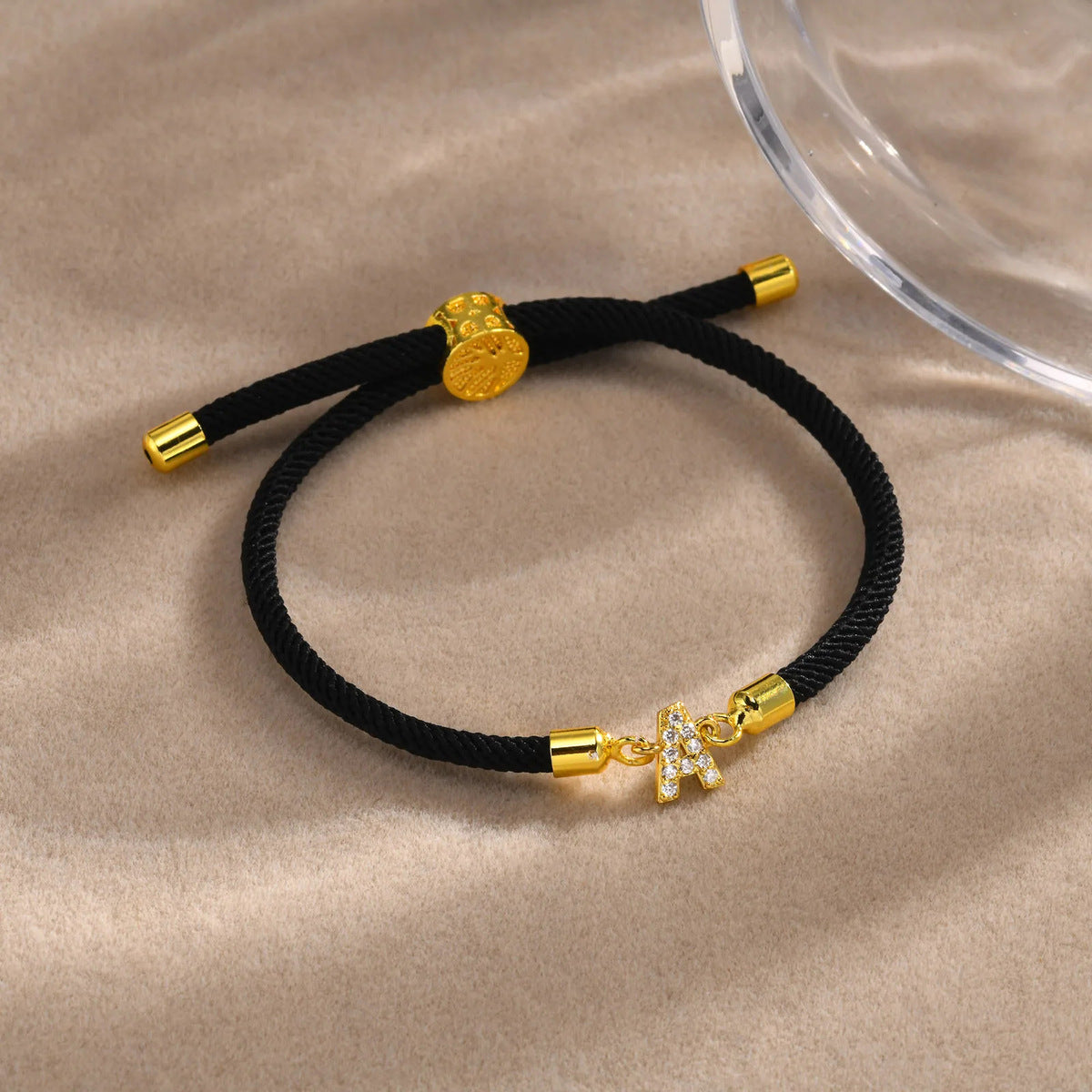 Pulsera ajustable con alfabeto de diamantes de imitación de moda 26