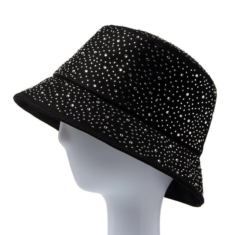 Women Simple Fashion Rhinestone Sunshade Bucket Hats