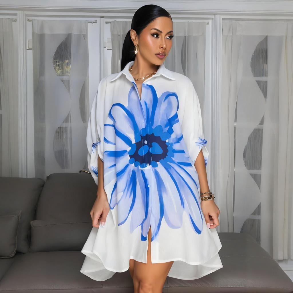 Vestido tipo cárdigan informal con estampado floral para mujer, elegante, de poliéster